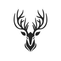 Stylish simple black white vector logo of the deer. Isolated on a white background.