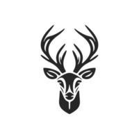 Stylish black white vector logo of the deer. Isolated on a white background.