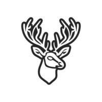 The elegant black white vector logo of the deer. Isolated.