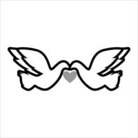 two dove illustrations in line art style vector