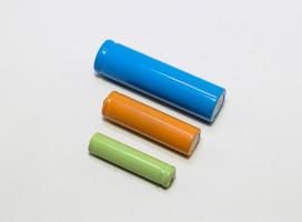 Rechargeable Different sizes of batteries AA, AAA and 18650 photo