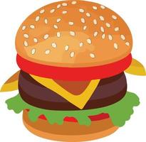 Realistic Cheeseburger Illustration with Sesame Seeds vector