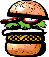 Big Hamburger on White Background, vector