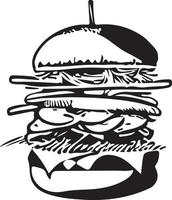 Fast Food Hamburger Illustration for Vinyl Cutting vector