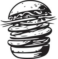 Fast Food Hamburger Illustration for Vinyl Cutting vector