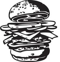 rápido comida hamburguesa ilustración para vinilo corte vector