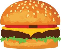 Realistic Cheeseburger Illustration with Sesame Seeds vector