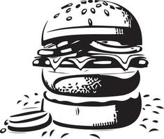 Fast Food Hamburger Illustration for Vinyl Cutting vector