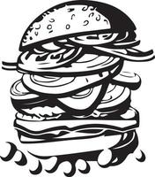 Fast Food Hamburger Illustration for Vinyl Cutting vector