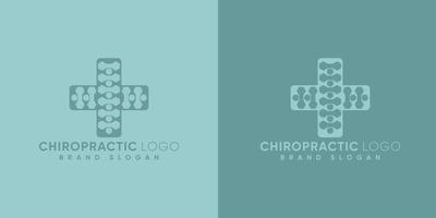 logotipo de quiropráctica con signo de médico vector premium de estilo moderno