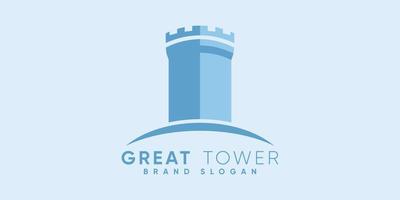 genial torre logo con moderno diseño prima vector