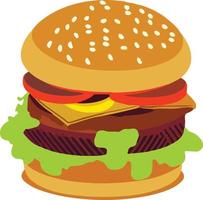 Realistic Cheeseburger Illustration with Sesame Seeds vector