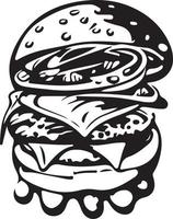 Fast Food Hamburger Illustration for Vinyl Cutting vector