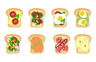 Sandwiches set with various fillings vector