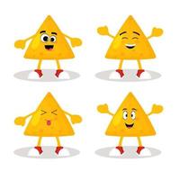 linda nachos papas fritas con diferente emoción. dibujos animados estilo vector ilustración.