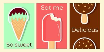 Ice cream shop banner set. vector