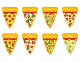 Pizza slice with different stuffing. Fast food Illustration vector