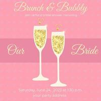 Brunch and bubbly invitation card with champagne glasses. vector