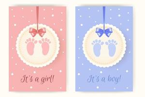 Baby shower cards set. Template for party invitation. vector