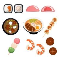 Asian food set. Vector illustration.