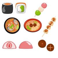 Japanese food set. Vector illustration.