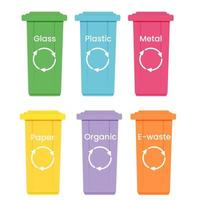 Garbage bin for waste separation set. vector