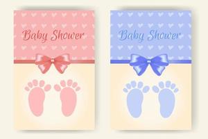 Baby shower cards set. Template for party invitation with hearts background. vector