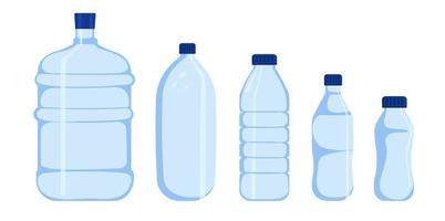 Different size plastic bottles set. vector