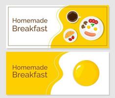 Banner set with breakfast elements. vector