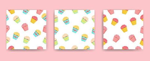 Seamless pattern collection with muffin. vector