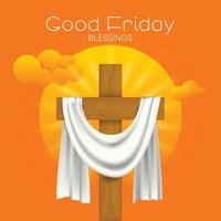 GOOD FRIDAY banner template. Christian Cross with beautiful background vector