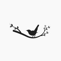 Birds on branch, vector. Two birds silhouettes on two branches looking each other. Branch illustration in autumn. vector