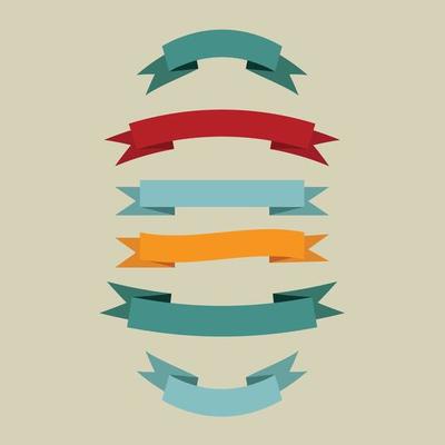 Ribbon elements. Starburst label. Vintage. Modern simple ribbons collection. Vector illustration