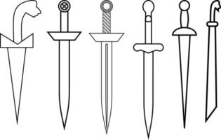 Icon set of ancient swords. vector