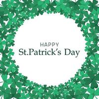 St. Patrick Day card. Clover leaves in a square frame design for festival greeting or invitation. Isolated on white background. Vector illustration