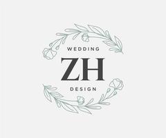 ZH Initials letter Wedding monogram logos collection, hand drawn modern minimalistic and floral templates for Invitation cards, Save the Date, elegant identity for restaurant, boutique, cafe in vector