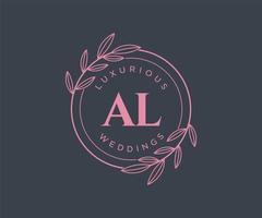 AL Initials letter Wedding monogram logos template, hand drawn modern minimalistic and floral templates for Invitation cards, Save the Date, elegant identity. vector