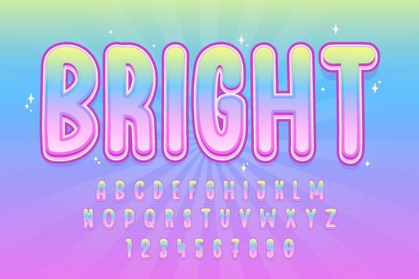 decorative bright text effect vector design