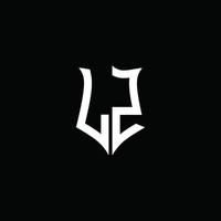 Cinta del logotipo de la letra del monograma de lz con el estilo del escudo aislado en fondo negro vector