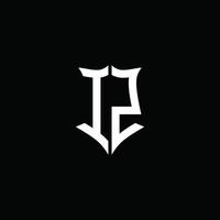 IZ monogram letter logo ribbon with shield style isolated on black background vector