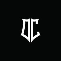 Cinta de logotipo de letra dc monograma con estilo de escudo aislado sobre fondo negro vector
