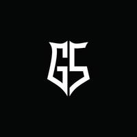 Cinta del logotipo de la letra del monograma de GS con el estilo del escudo aislado en fondo negro vector