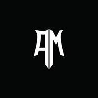 a.m monograma letra logo cinta con proteger estilo aislado en negro antecedentes vector