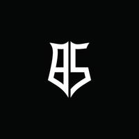 Cinta del logotipo de la letra del monograma de bs con el estilo del escudo aislado en fondo negro vector