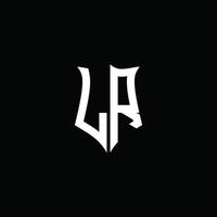 Cinta del logotipo de la letra del monograma de lr con el estilo del escudo aislado en fondo negro vector