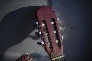 Guitar vulture. Musical instrument. strings on acoustic guitar. photo