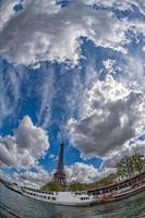 Paris sunny blue sky aerial view photo