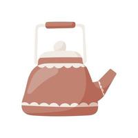 Vector teapot with handle and lid in pastel colors.