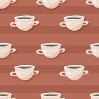 Vector seamless pattern with doodle cups of tea or coffee.