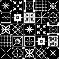Seamless vector mediterranean traditional pattern with black and white tiles.